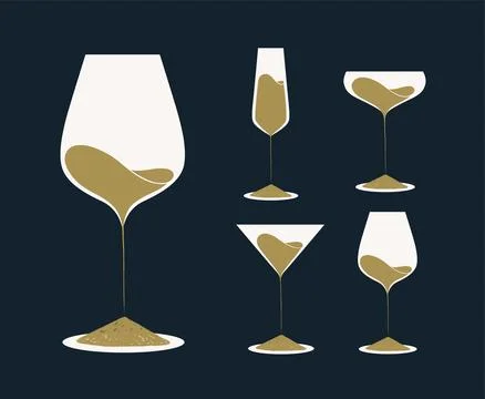 Set of drinking glasses blue and beige Stock Illustration