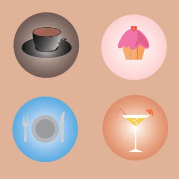 Set of drinks and food Stock Illustration