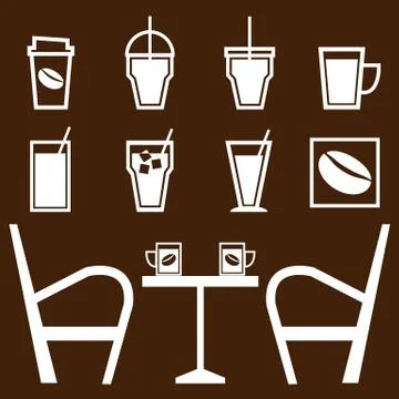 Set of drinks in coffee shop Stock Illustration