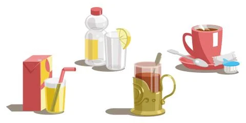 Set of drinks on a white background.Vector Stock Illustration