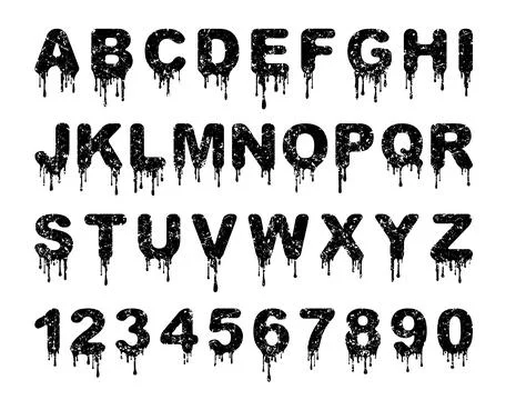 Set of dripping, grunge vector letters for your design Stock Illustration