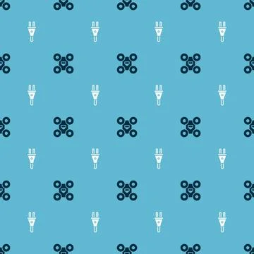 Set Drone and Electric plug on seamless pattern. Vector 库存插图