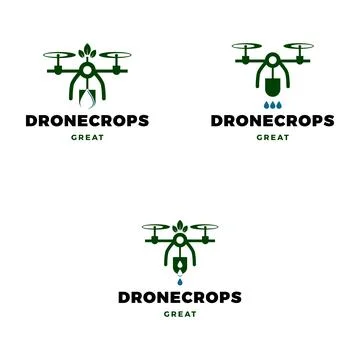Set of Drone Crops Icon Logo Design Template Stock Illustration