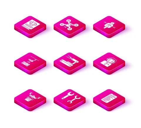 Set Drone delivery concept, Spanner, Wireless Controlling CCTV security camera イラスト素材