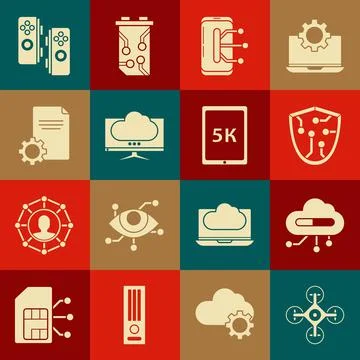 Set Drone, Internet of things, Cyber security, Smartphone, mobile phone Stock Illustration