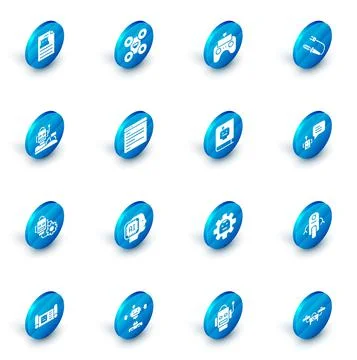 Set Drone, Remote control, Soldering iron, Robot humanoid driving a car, setting Stock Illustration