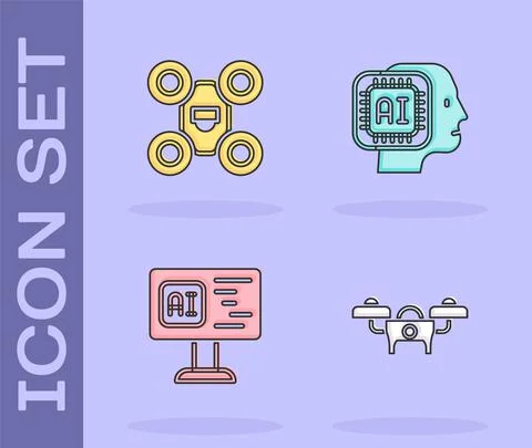 Set Drone, , Software and Humanoid robot icon. Vector イラスト素材