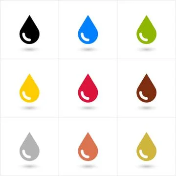 Set drop icon in flat style with shadow Illustrazione stock