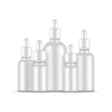 Set of Dropper Bottles Mockup, Various Sizes Stock Illustration