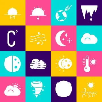 Set Drought, Meteorology thermometer, Cloud, Comet falling down fast, Wind Stock Illustration