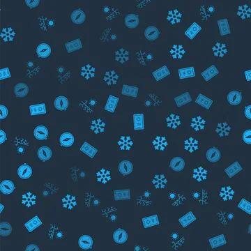 Set Drought, Snowflake, Weather forecast and Compass on seamless pattern. Vector Stock Illustration
