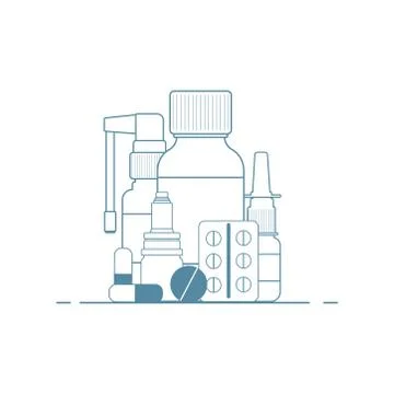 Set of drugs Stock Illustration