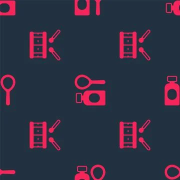 Set Drum with drum sticks and Soap bubbles bottle on seamless pattern. Vector イラスト素材