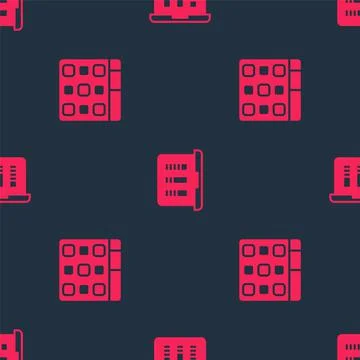 Set Drum machine music and Sound or audio recorder on seamless pattern. Vector イラスト素材