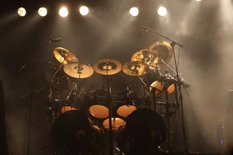 Set of drums on stage Stock Photos