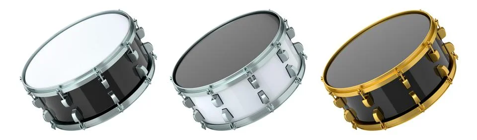 Set of drums on white background. 3d render concept of musical instrument Stock Illustration