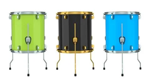 Set of drums on white background. 3d render concept of musical instrument イラスト素材