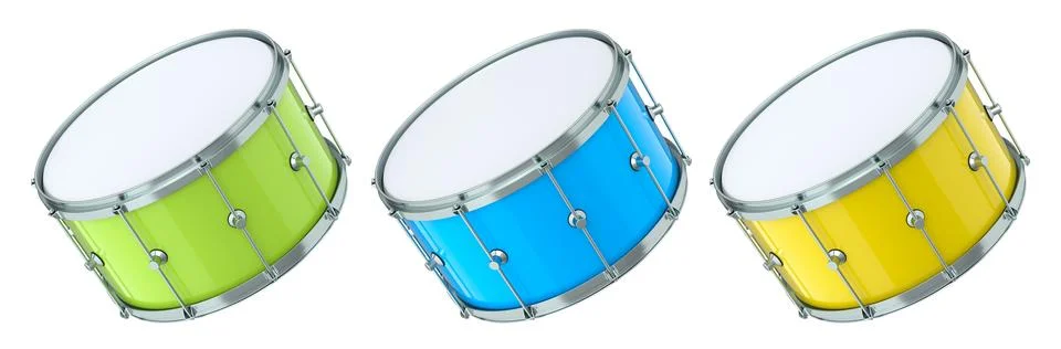 Set of drums on white background. 3d render concept of musical instrument イラスト素材