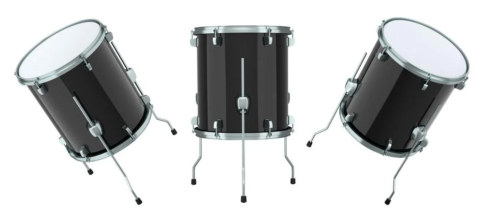 Set of drums on white background. 3d render concept of musical instrument, drum イラスト素材
