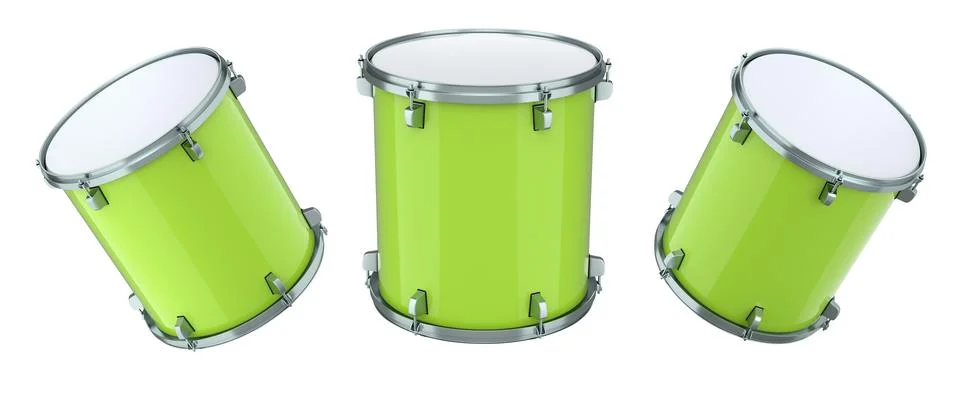 Set of drums on white background. 3d render concept of musical instrument, drum Stock Illustration