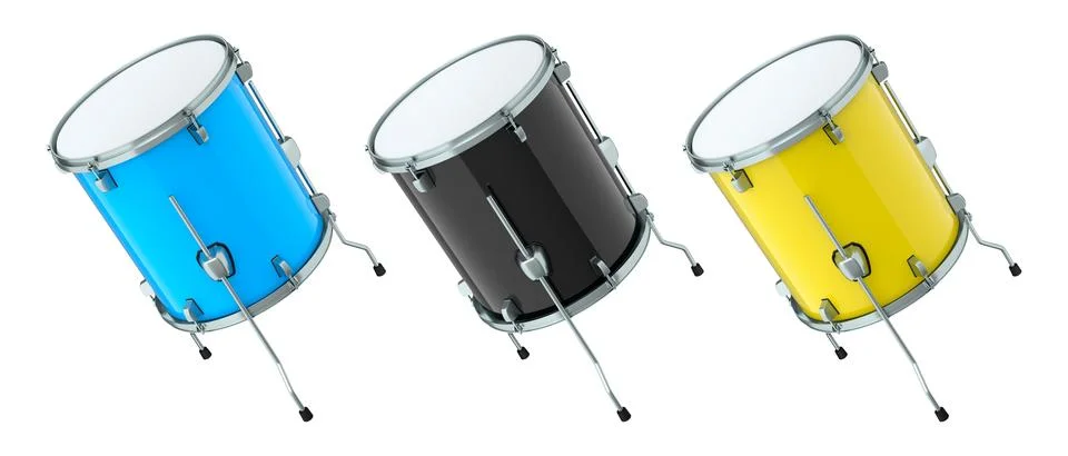 Set of drums on white background. 3d render concept of musical instrument イラスト素材