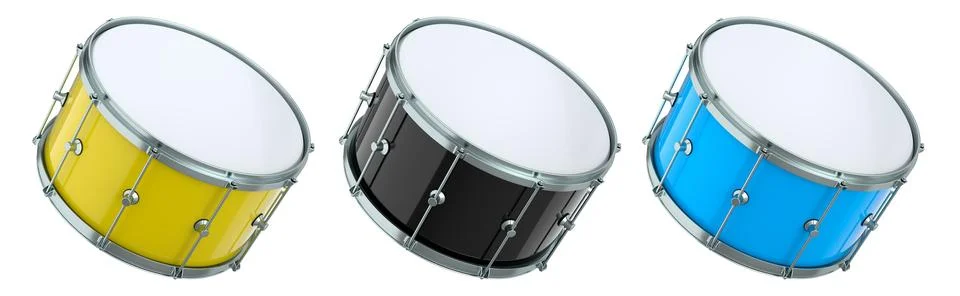 Set of drums on white background. 3d render concept of musical instrument Stock Illustration