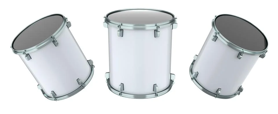 Set of drums on white background. 3d render concept of musical instrument, .. Stock Illustration