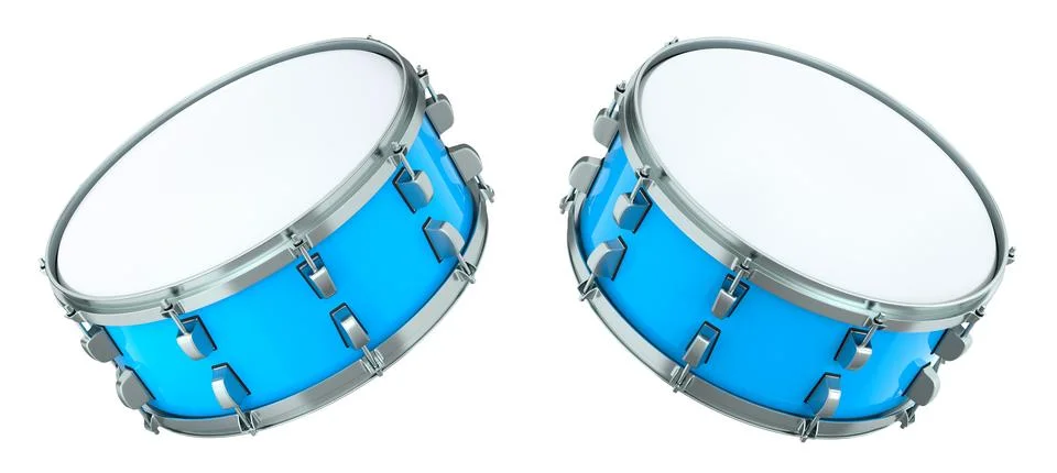 Set of drums on white background. 3d render concept of musical instrument, .. Stock Illustration