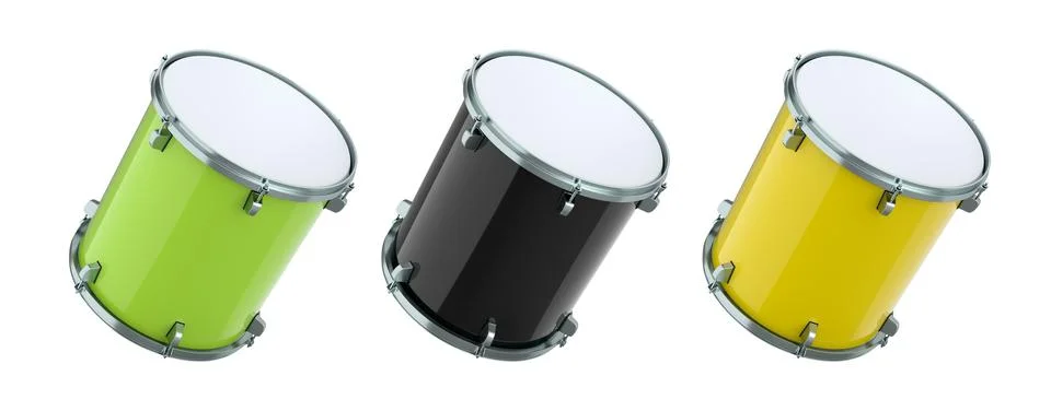Set of drums on white background. 3d render concept of musical instrument イラスト素材