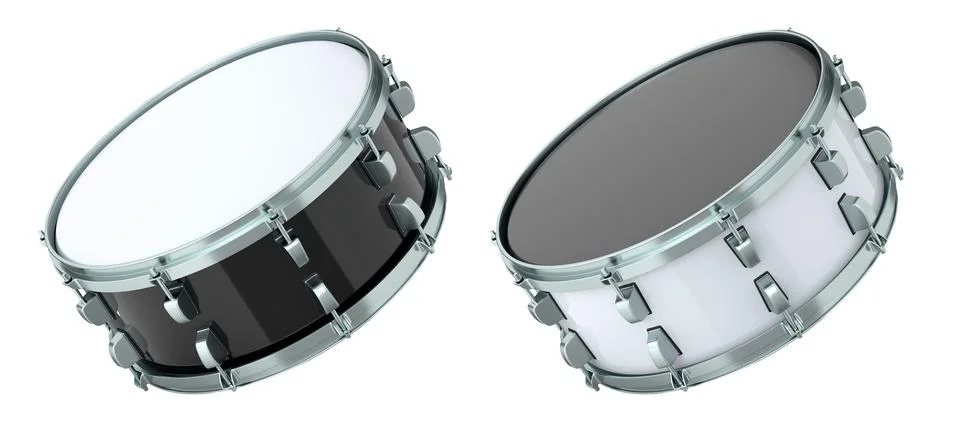 Set of drums on white background. 3d render concept of musical instrument Stock Illustration