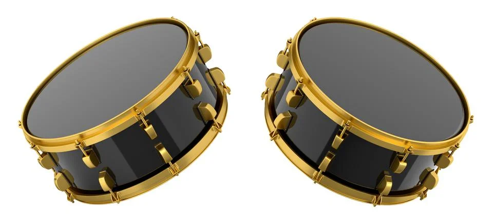 Set of drums on white background. 3d render concept of musical instrument, drum イラスト素材