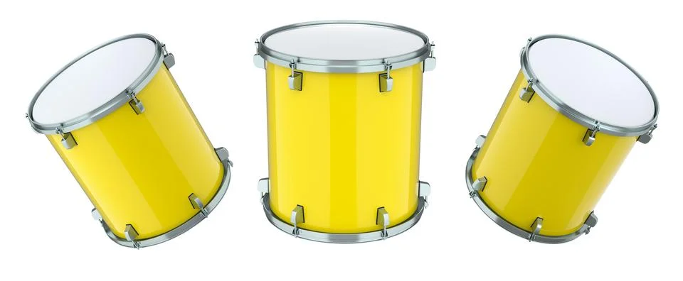 Set of drums on white background. 3d render concept of musical instrument, .. Stock Illustration