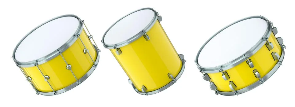 Set of drums on white background. 3d render concept of musical instrument, .. Stock Illustration