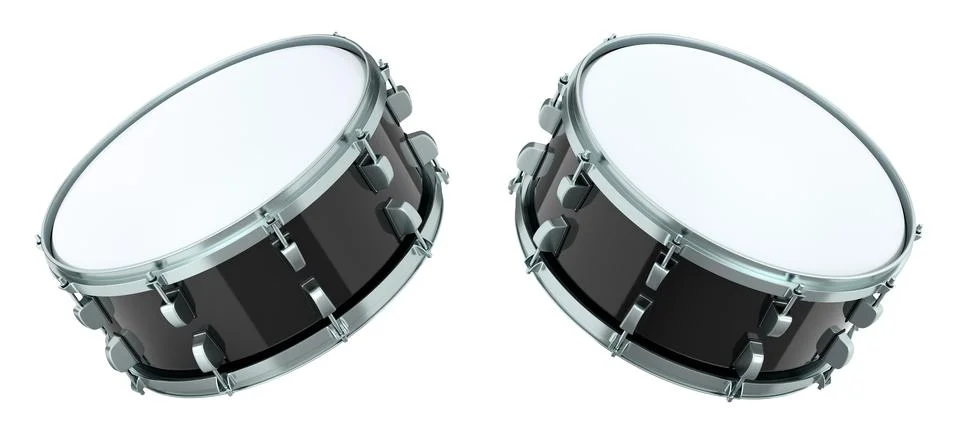 Set of drums on white background. 3d render concept of musical instrument, .. Stock Illustration