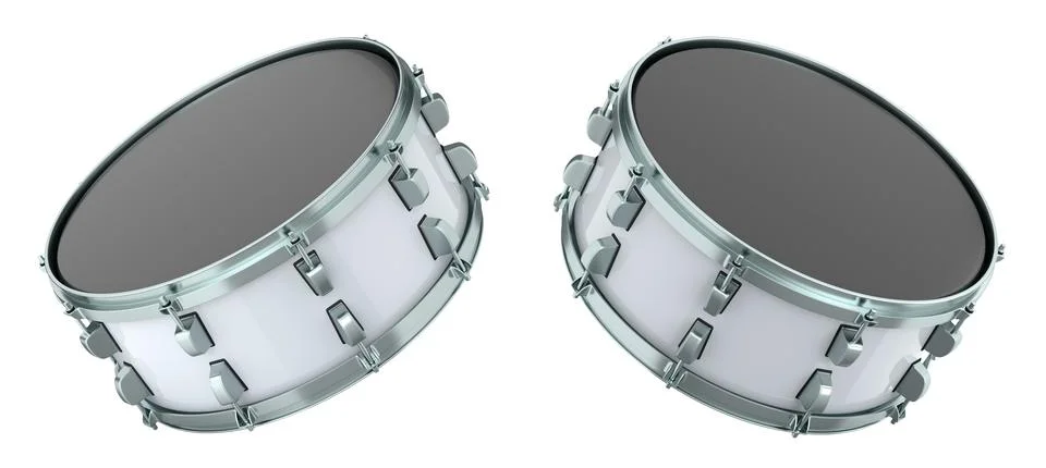 Set of drums on white background. 3d render concept of musical instrument, dr Stock Illustration