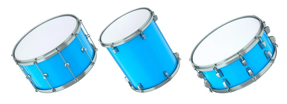 Set of drums on white background. 3d render concept of musical instrument, .. Stock Illustration