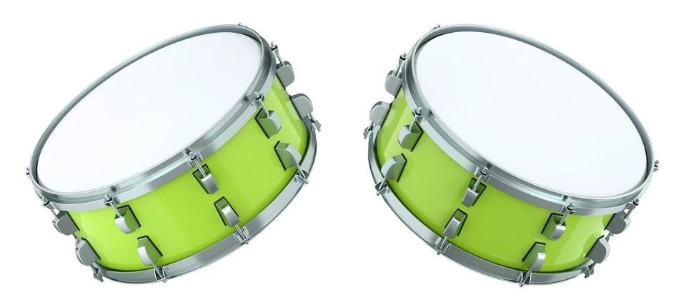 Set of drums on white background. 3d render concept of musical instrument, dr イラスト素材