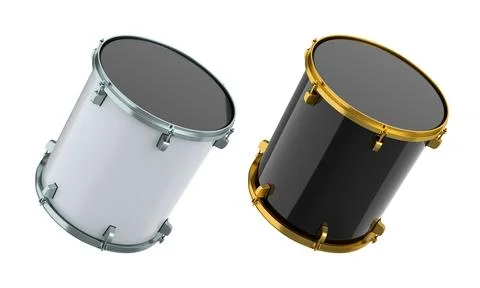 Set of drums on white background. 3d render concept of musical instrument Foto stock