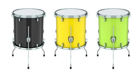 Set of drums on white background. 3d render concept of musical instrument Foto stock