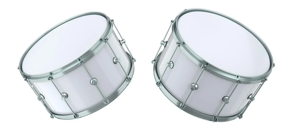 Set of drums on white background. 3d render concept of musical instrument, .. Stock Photos