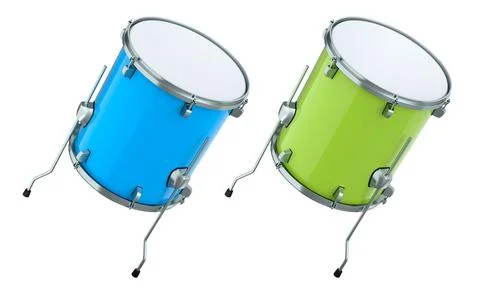 Set of drums on white background. 3d render concept of musical instrument Stock Photos