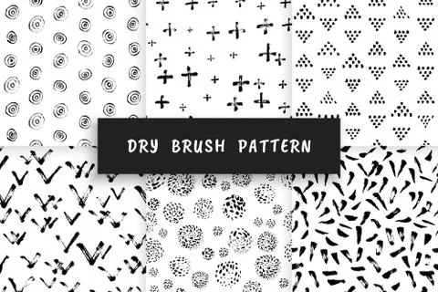 Set dry brush pattern Stock Illustration