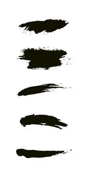 Set Dry ink brush stroke in black color vector Stock Illustration