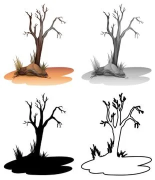 Set of dry tree Stock Illustration