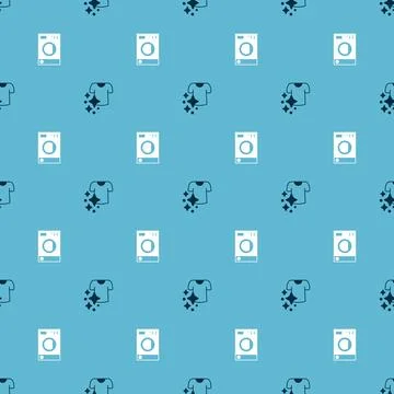 Set Drying clothes and Washer on seamless pattern. Vector 스톡 일러스트