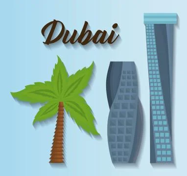 Set of dubai city elements Stock Illustration