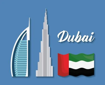 Set of dubai city elements Stock Illustration