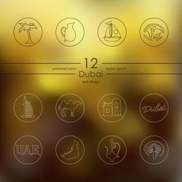 Set of Dubai icons Stock Illustration