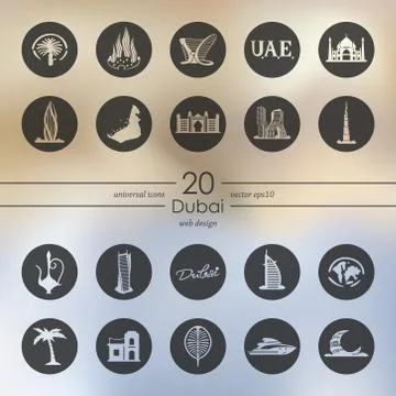 Set of Dubai icons Stock Illustration