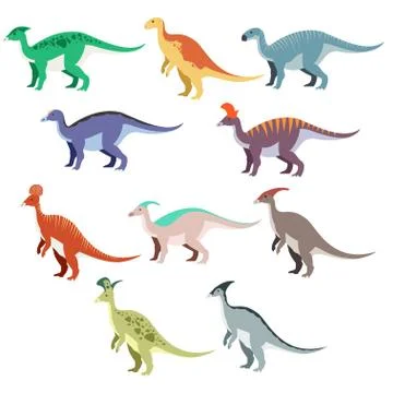 Set of duck dinosaurs Stock Illustration